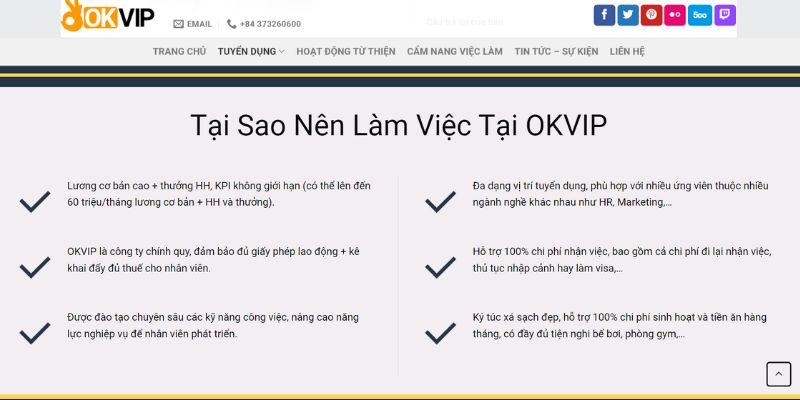 Lý do lựa chọn làm việc tại OKVIP